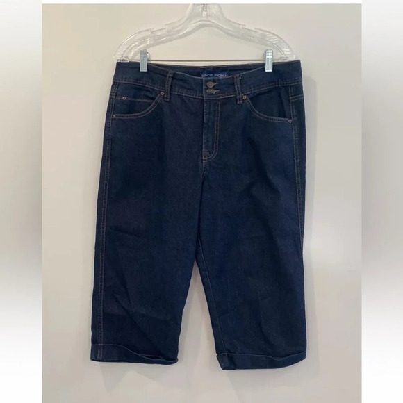Bandolino Blu‎ Dark Wash Denim Crop Denim Jeans Womens Cuffed Size 12 (1178) - Picture 1 of 6